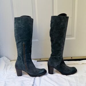 Cotélac Teal Suede & Leather Knee-High Boots – Size 37 (Unique Color)